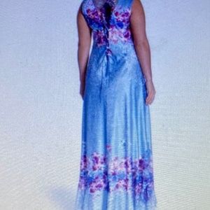 Komarov Corset back Silk Charmeuse Floral Gown Size PXL